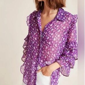 MISA los angeles purple patterned blouse